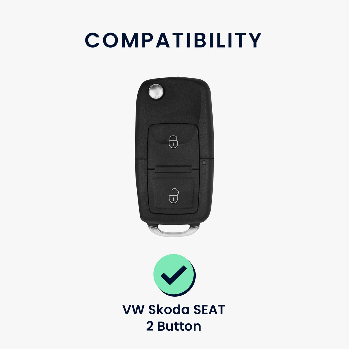 kwmobile Car Key Cover compatible with VW Skoda Seat 2-Button Foldable Car Key - Key Case