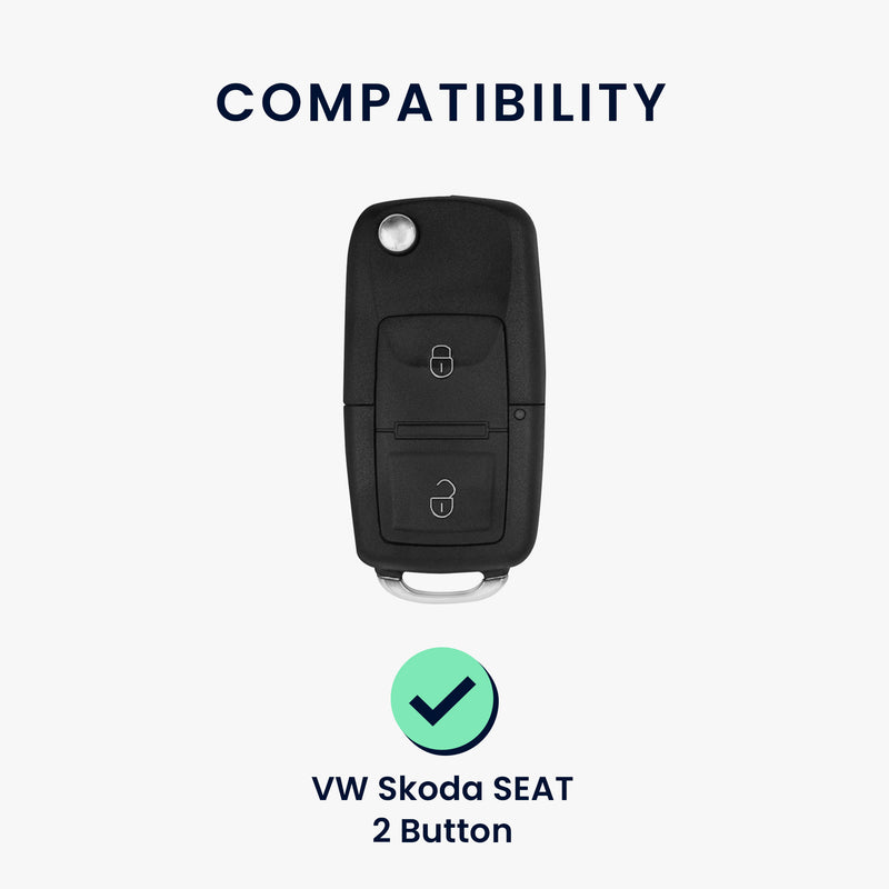 kwmobile Car Key Cover compatible with VW Skoda Seat 2-Button Foldable Car Key - Key Case