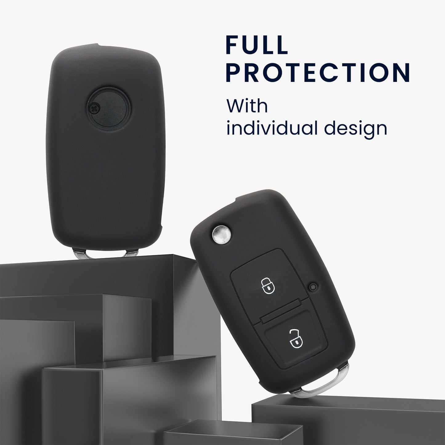 kwmobile Car Key Cover compatible with VW Skoda Seat 2-Button Foldable Car Key - Key Case