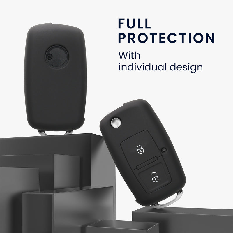 kwmobile Car Key Cover compatible with VW Skoda Seat 2-Button Foldable Car Key - Key Case