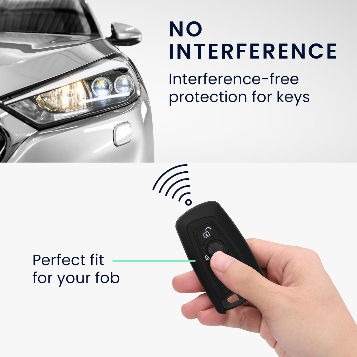 kwmobile Car Key Cover Compatible with BMW 3-Button Keyless Go Car Key - Case Rally Stripes Sidelines Black