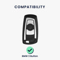 kwmobile Car Key Cover Compatible with BMW 3-Button Keyless Go Car Key - Case Rally Stripes Sidelines Black