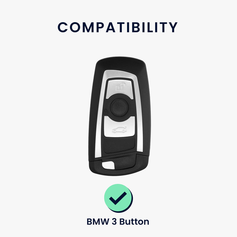 kwmobile Car Key Cover Compatible with BMW 3-Button Keyless Go Car Key - Case Rally Stripes Sidelines Black