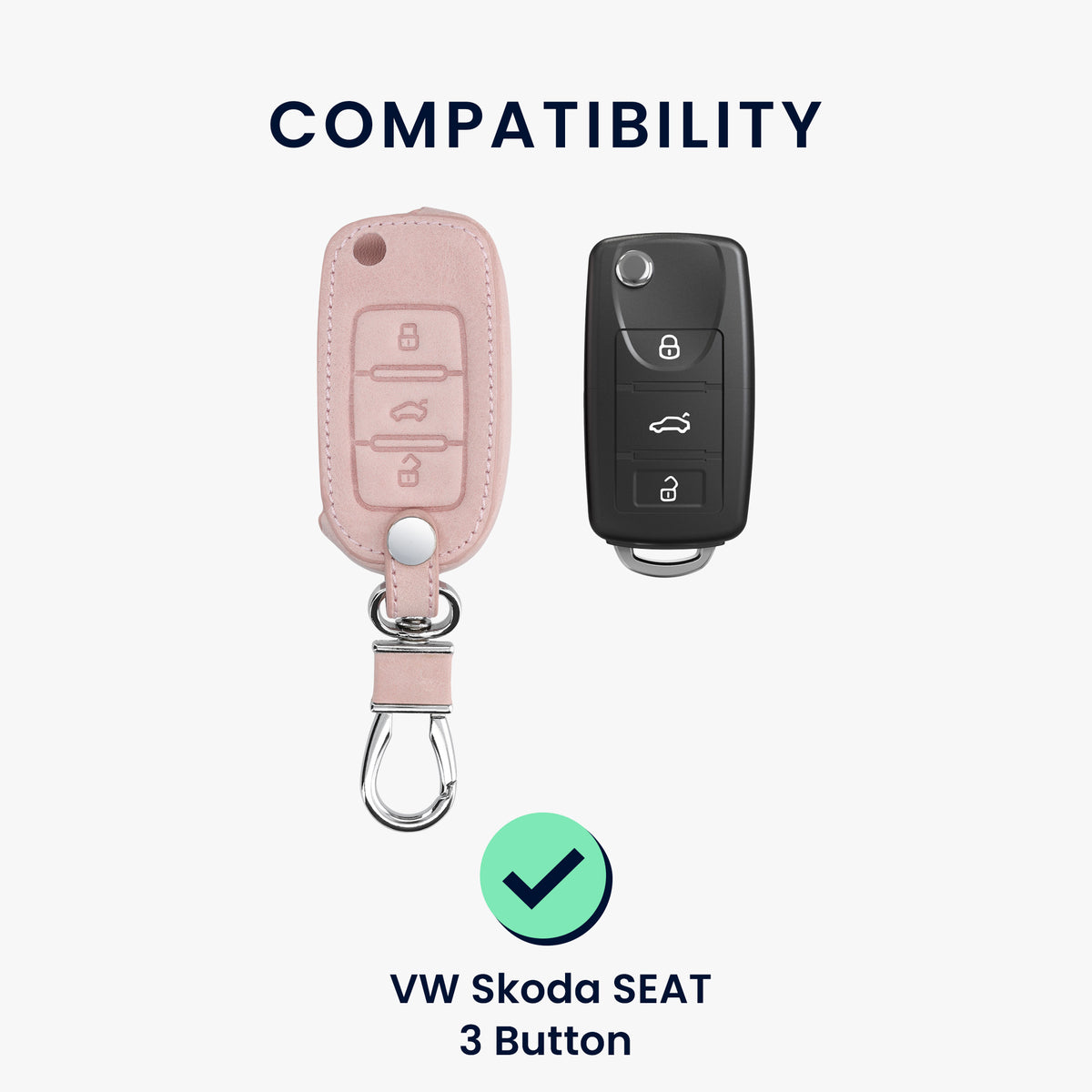 Faux Leather Case compatible with VW Skoda Seat Car Key