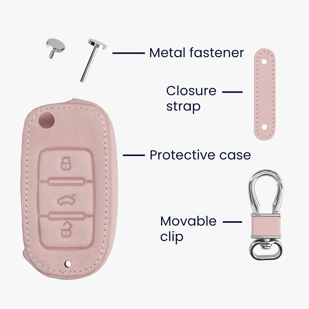 Faux Leather Case compatible with VW Skoda Seat Car Key