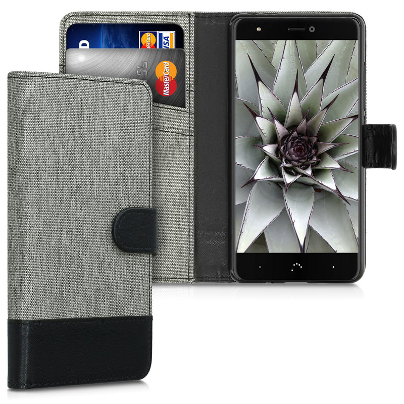 kwmobile Wallet Case compatible with bq Aquaris X / X Pro - Phone Cover with Stand - Card Slots