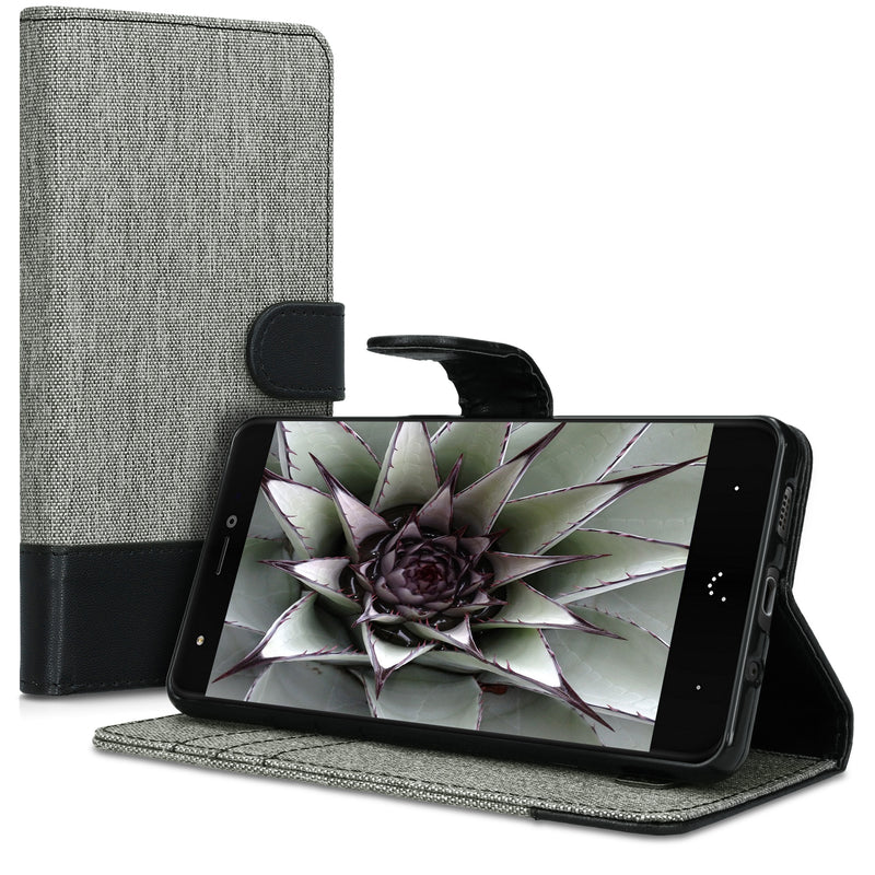 kwmobile Wallet Case compatible with bq Aquaris X / X Pro - Phone Cover with Stand - Card Slots