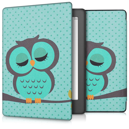 kwmobile Protective Case for Kobo Aura H2O Edition 2 - eReader Flip Case with Auto Sleep Function - Sleeping Owl