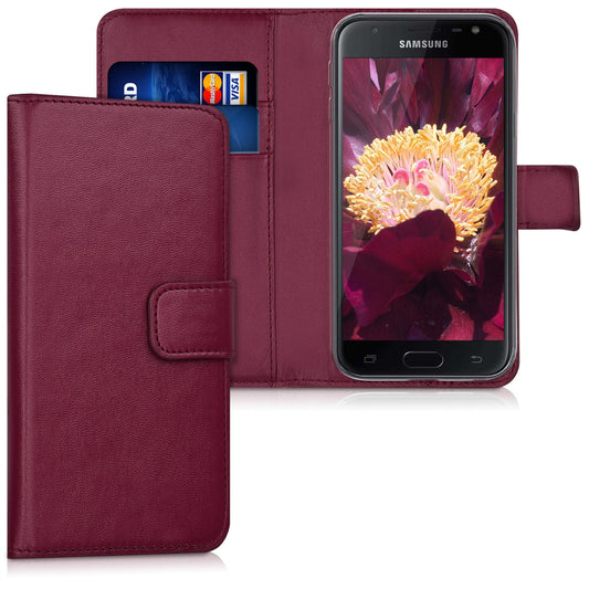 kwmobile Case compatible with Samsung Galaxy J3 (2017) DUOS Faux Leather Wallet Case with Card Slots