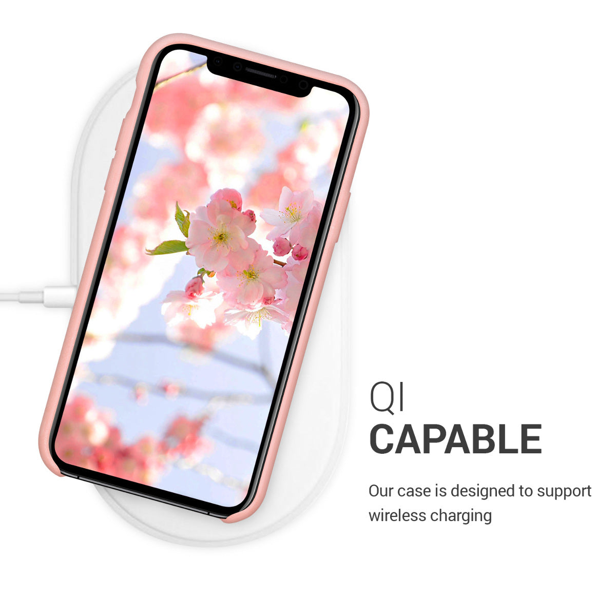 kwmobile Case for Apple iPhone X - Silicone Phone Cover - Wireless Charging Protective Case