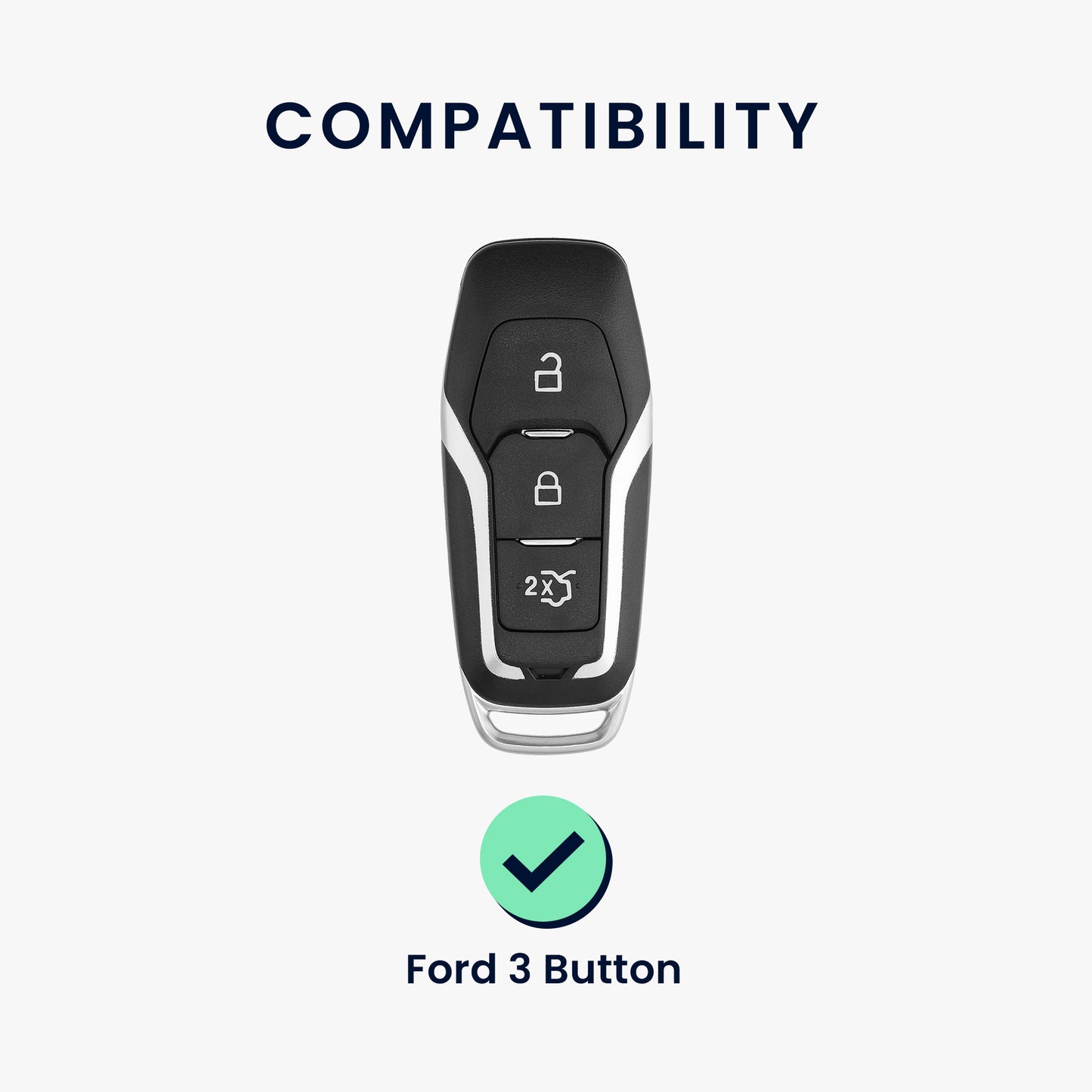 kwmobile Car Key Cover compatible with Ford 3-Button MyKey Car Key (Key Free)