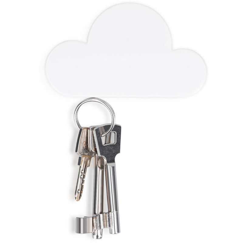 kwmobile Magnet Schlüsselhalter Organizer Wolke - Magnetischer Halter für Schlüssel in Weiß - einfache Installation ohne Bohren - Key Hook Magnettafel Magnetplatte Weiß  