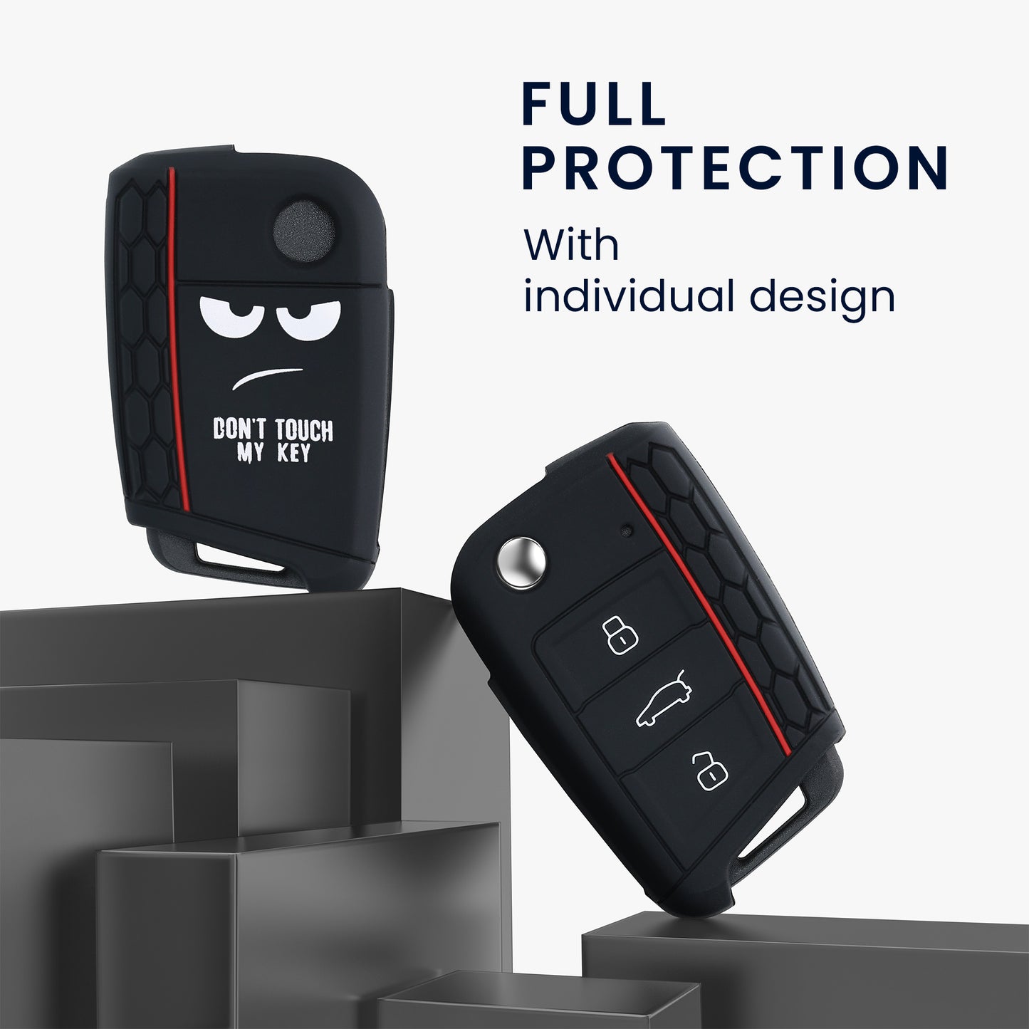 kwmobile Car Key Cover Compatible with VW Golf 7 MK7 3-Button Car Key - Key Fob Cover Don't touch my Key