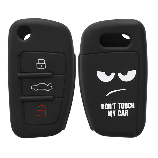 kwmobile Car Key Cover compatible with Audi 3-button Folding Key - Key Case Don't touch my Car
