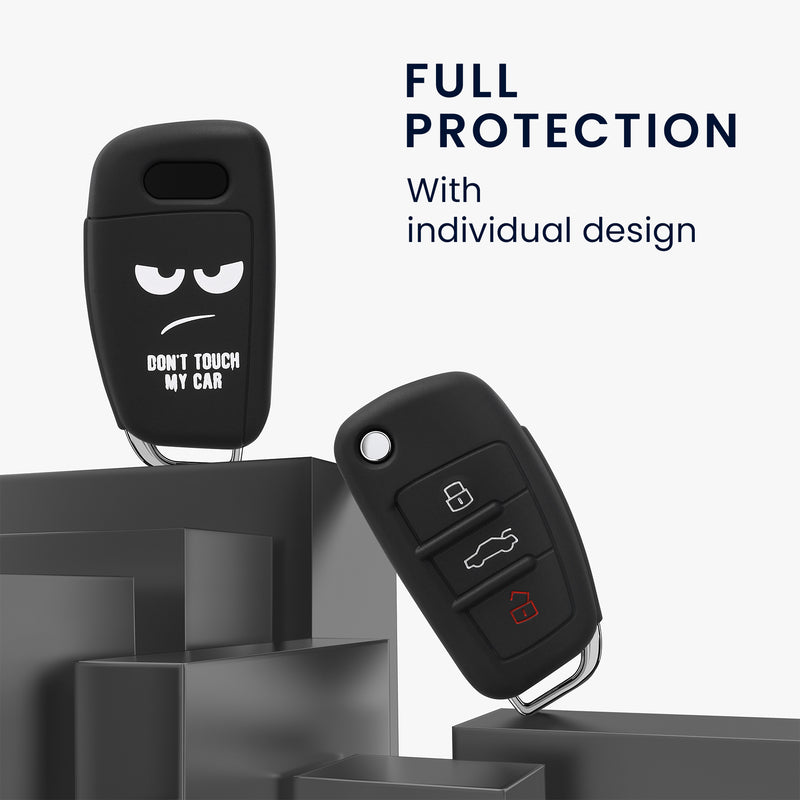 kwmobile Car Key Cover compatible with Audi 3-button Folding Key - Key Case Don't touch my Car