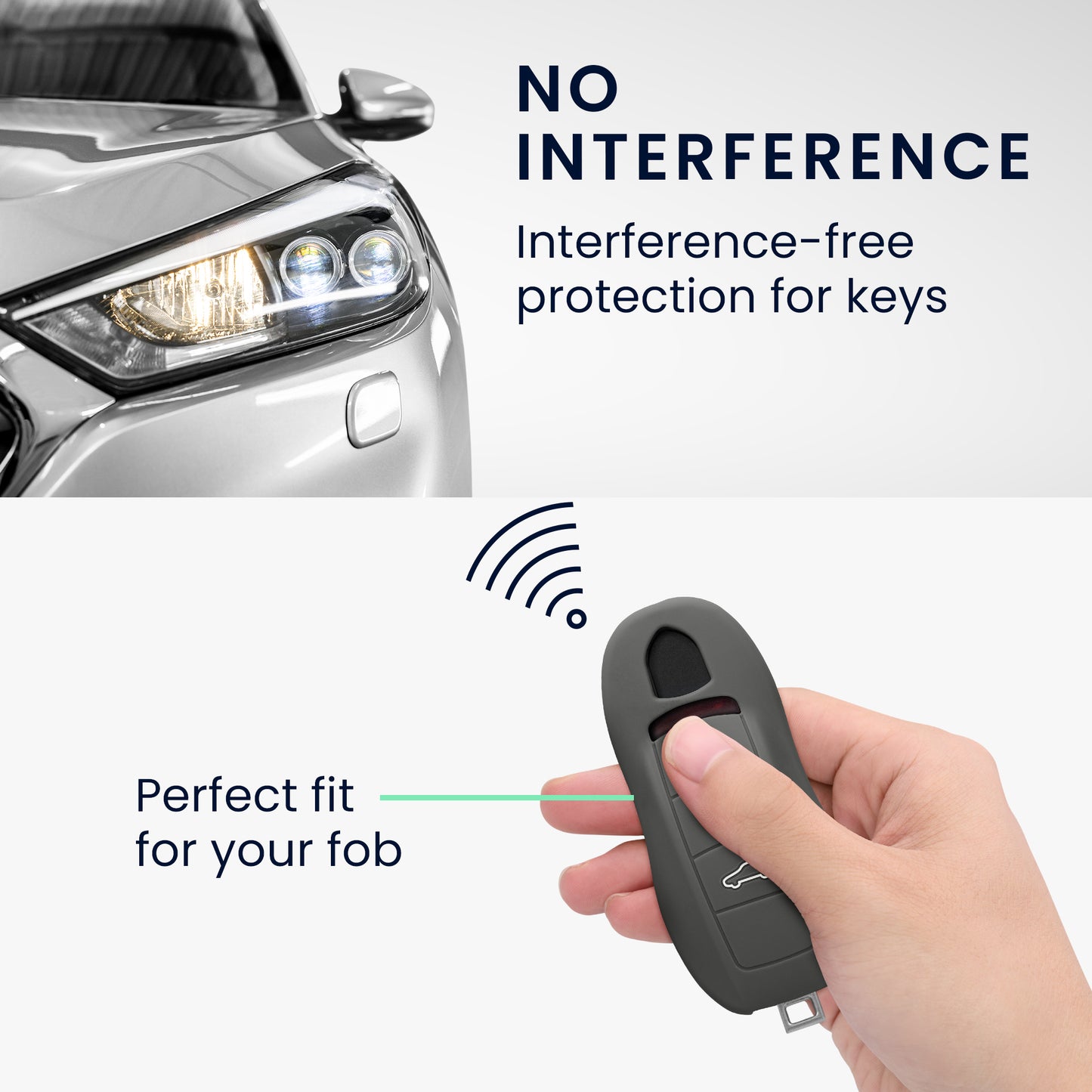 kwmobile Car Key Cover compatible with Porsche 3-Button Car Key (Keyless Entry Only)