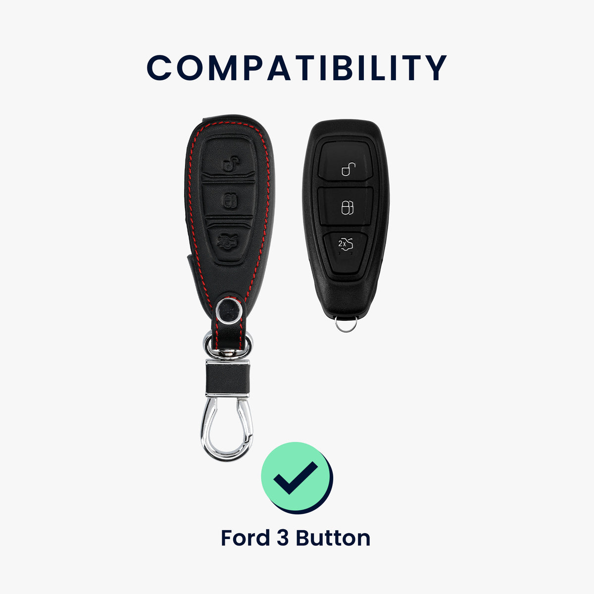 kwmobile Car Key Cover Compatible with Ford 3-Button Car Key Keyless Go