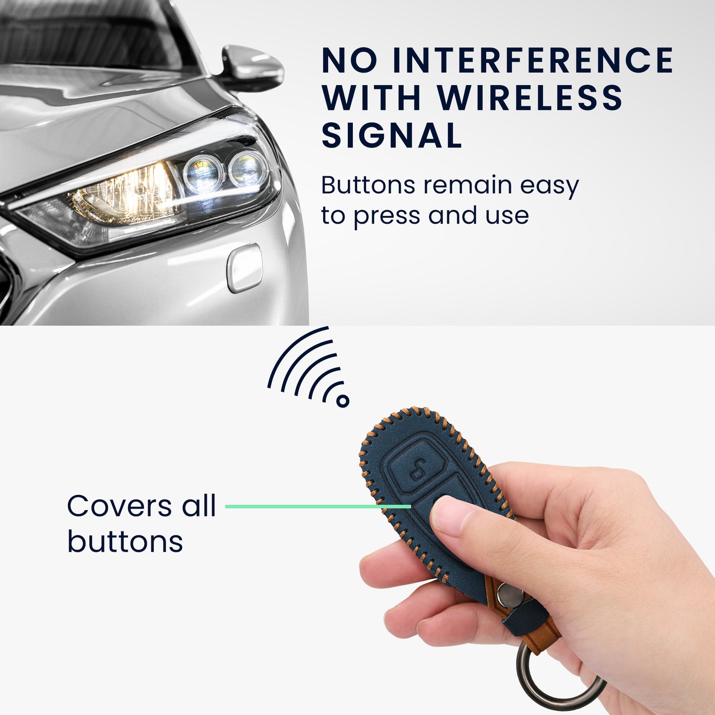 kwmobile Car Key Cover Compatible with Ford 3-Button Car Key Keyless Go