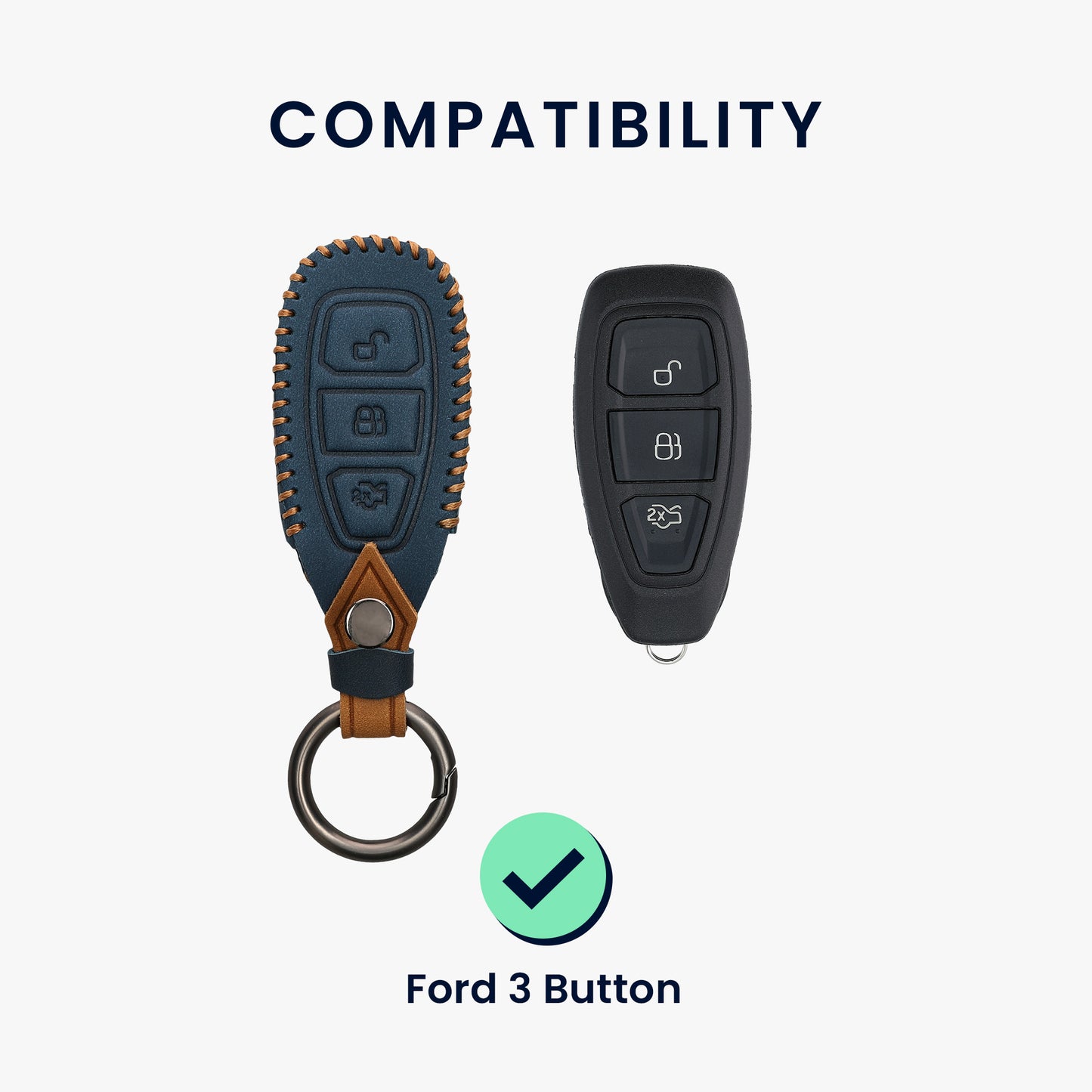 kwmobile Car Key Cover Compatible with Ford 3-Button Car Key Keyless Go
