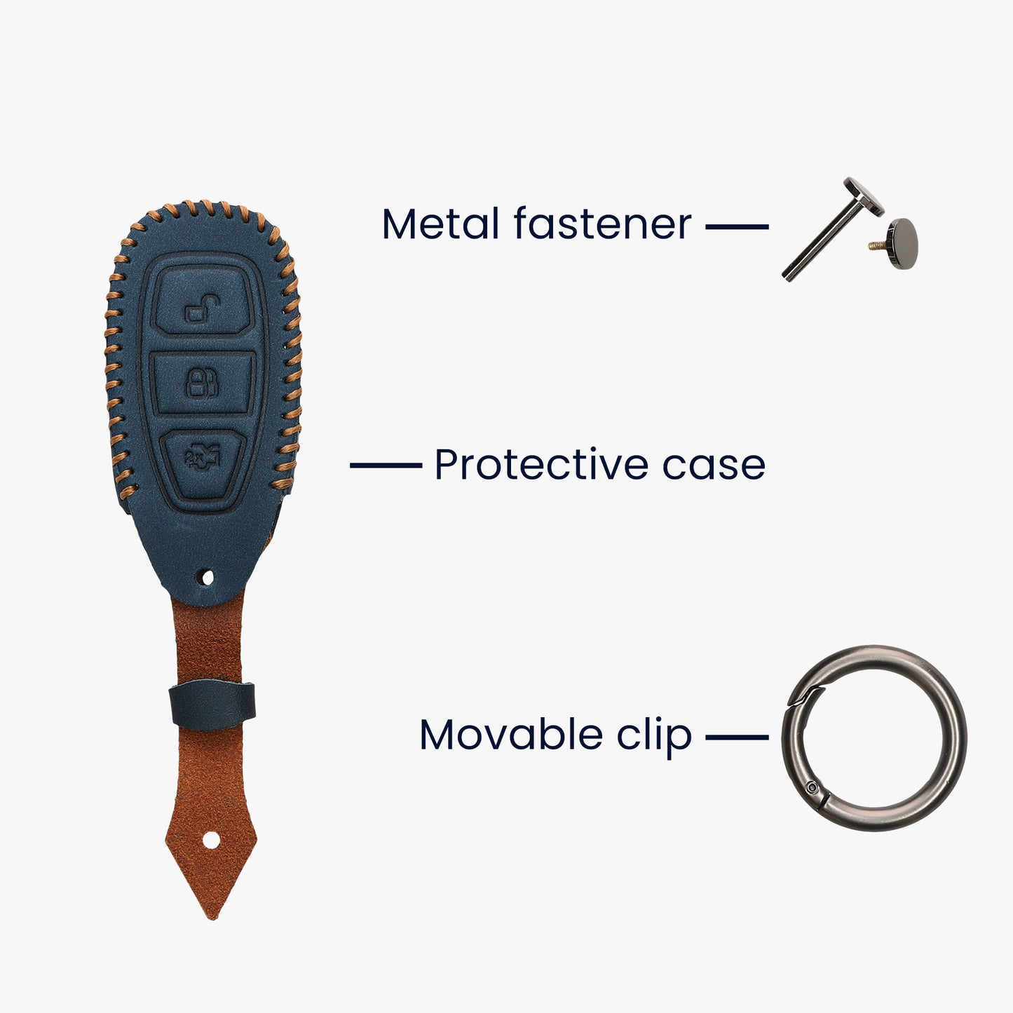 kwmobile Car Key Cover Compatible with Ford 3-Button Car Key Keyless Go