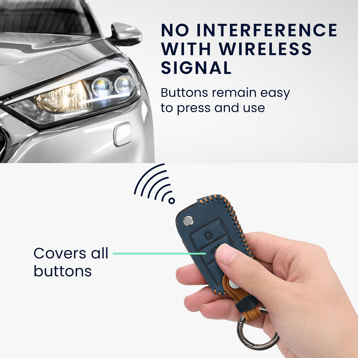 Faux Leather Cover compatible with VW Golf 7 MK7 Car Key
