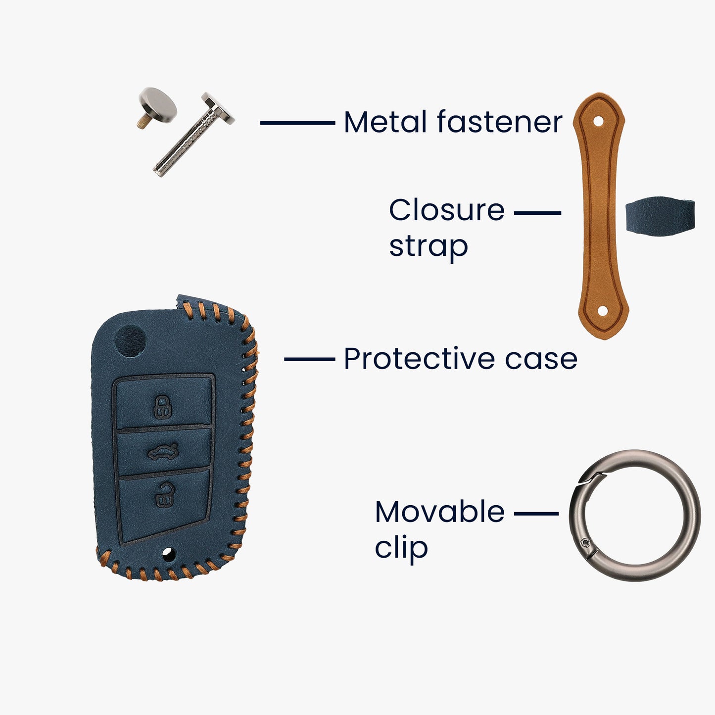 Faux Leather Cover compatible with VW Golf 7 MK7 Car Key