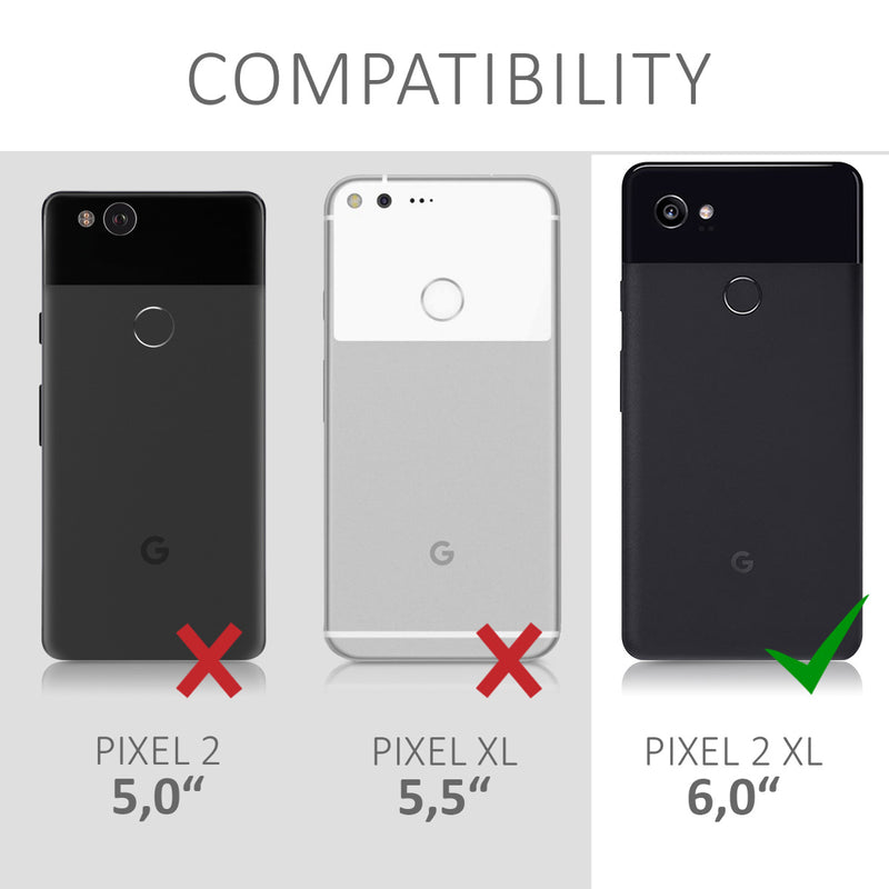 kwmobile Wallet Case Compatible with Google Pixel 2 XL - Phone Cover with Stand - Card Slots