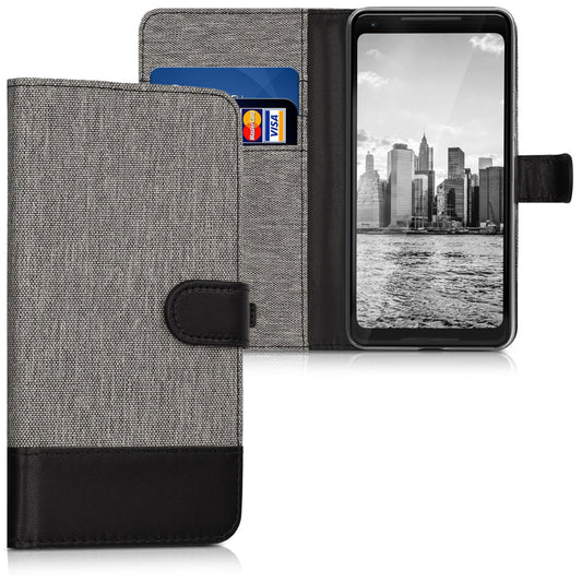 kwmobile Wallet Case Compatible with Google Pixel 2 XL - Phone Cover with Stand - Card Slots