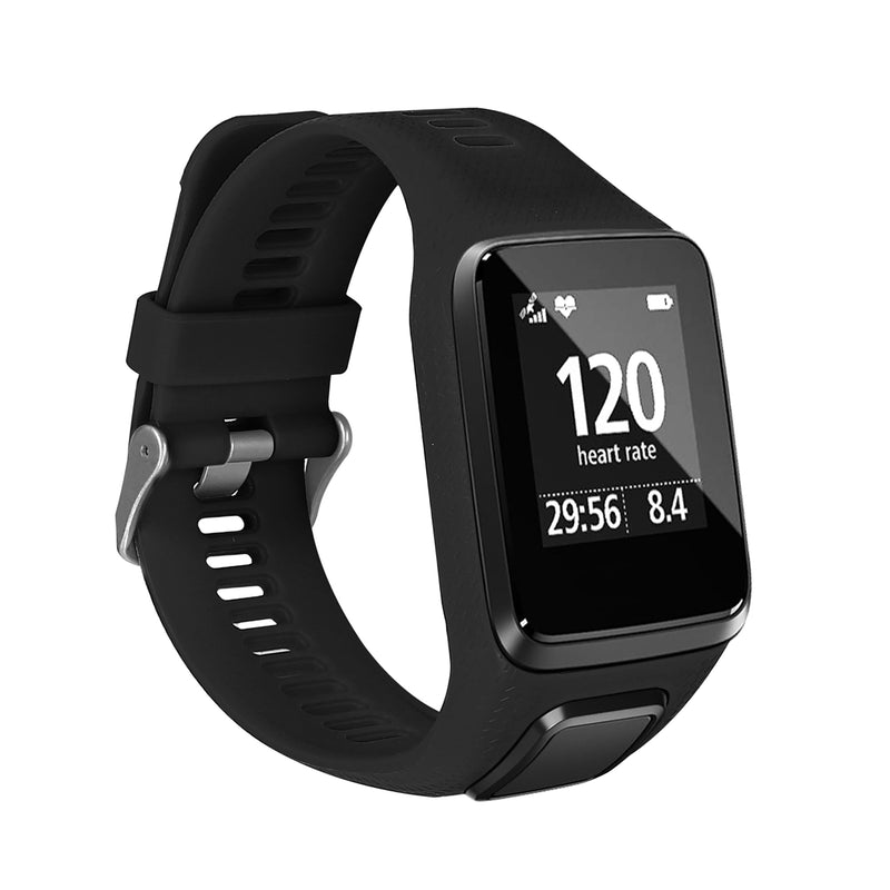 kwmobile Silikon Uhrenarmband für TomTom Adventurer/Runner 3/Spark 3/Golfer 2 Armband - Ersatzarmband für Fitnesstracker - Wechselarmband Smartwatch - Schwarz Schwarz  