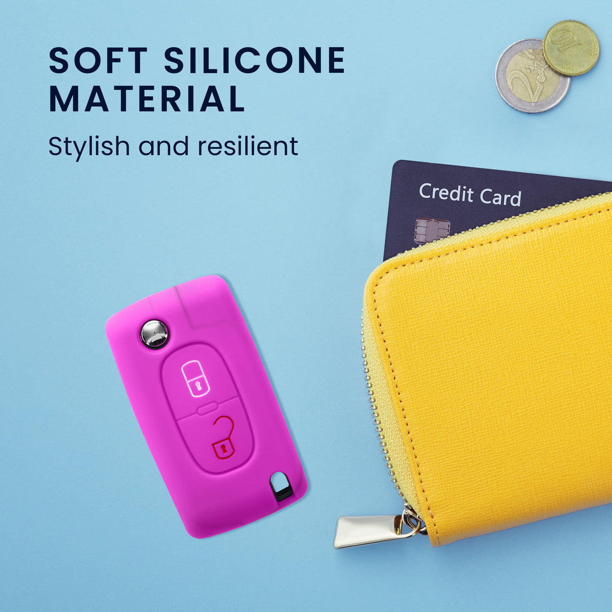 Peugeot Citroen 2-Button Flip Silicone Car Key Cover
