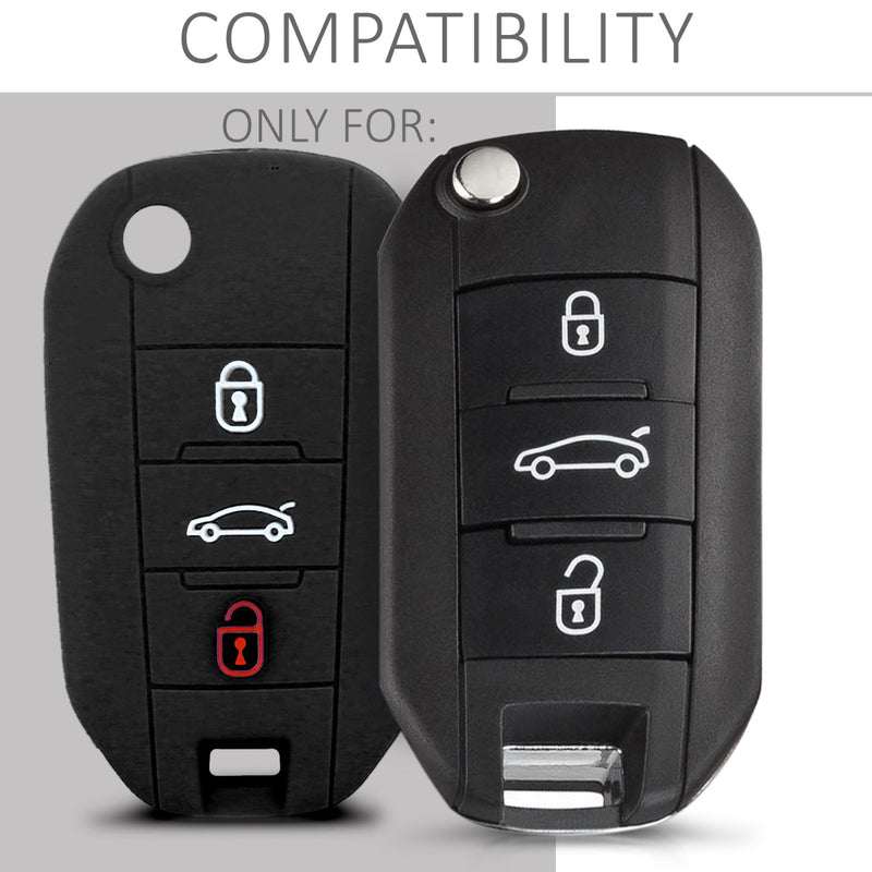 Silicone Car Key Cover for Peugeot Citroen 3-Button Flip Key