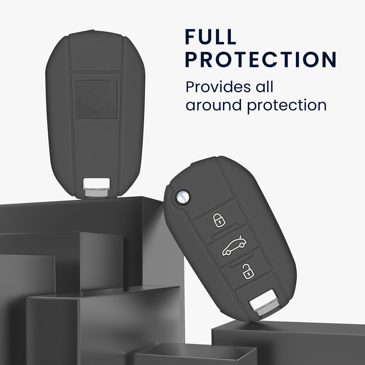 Silicone Car Key Cover for Peugeot Citroen 3-Button Flip Key