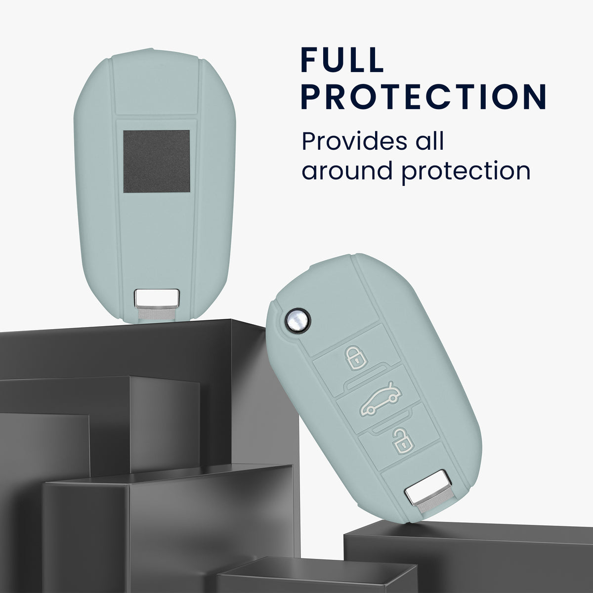 Silicone Car Key Cover for Peugeot Citroen 3-Button Flip Key