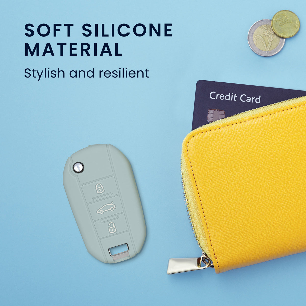 Silicone Car Key Cover for Peugeot Citroen 3-Button Flip Key