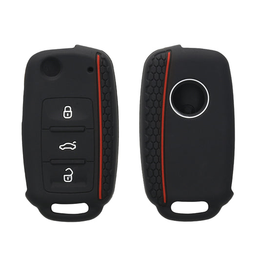 kwmobile Car Key Protection Case Compatible with VW Skoda Seat 3-Button Car Key Fob Cover