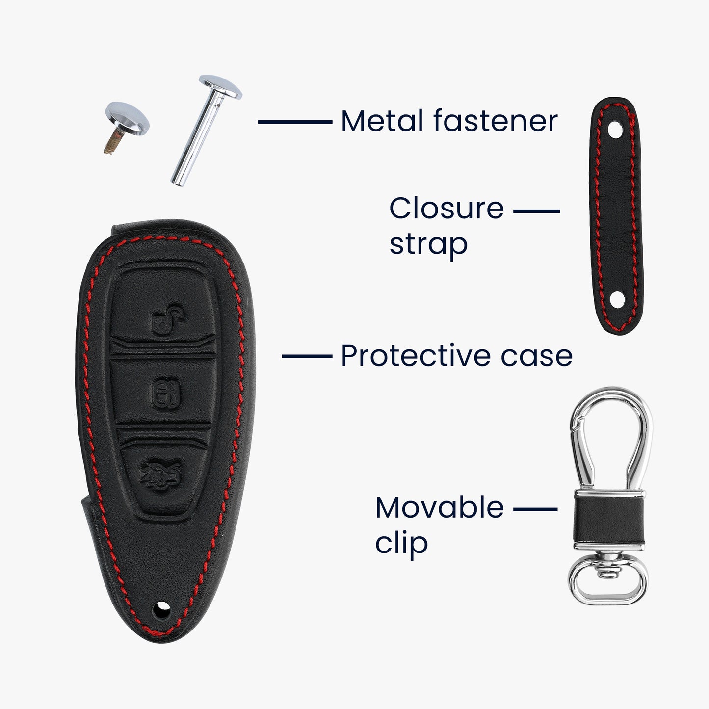 kwmobile Car Key Cover compatible with Ford 3-Button Car Key Keyless Go - Protective Case Key Fob Cover Don't touch my Key