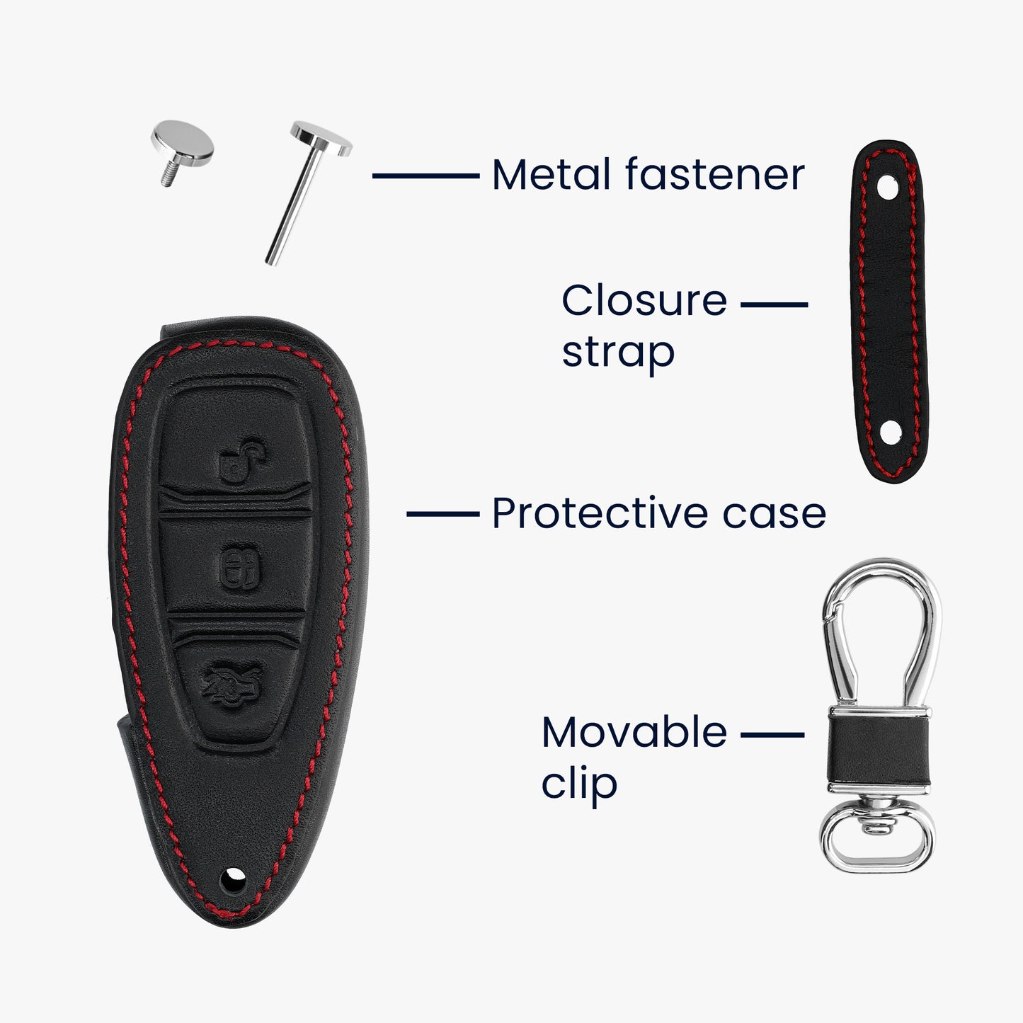 kwmobile Car Key Cover compatible with Ford 3-Button Car Key Keyless Go - Protective Case Key Fob Cover Don't touch my Key