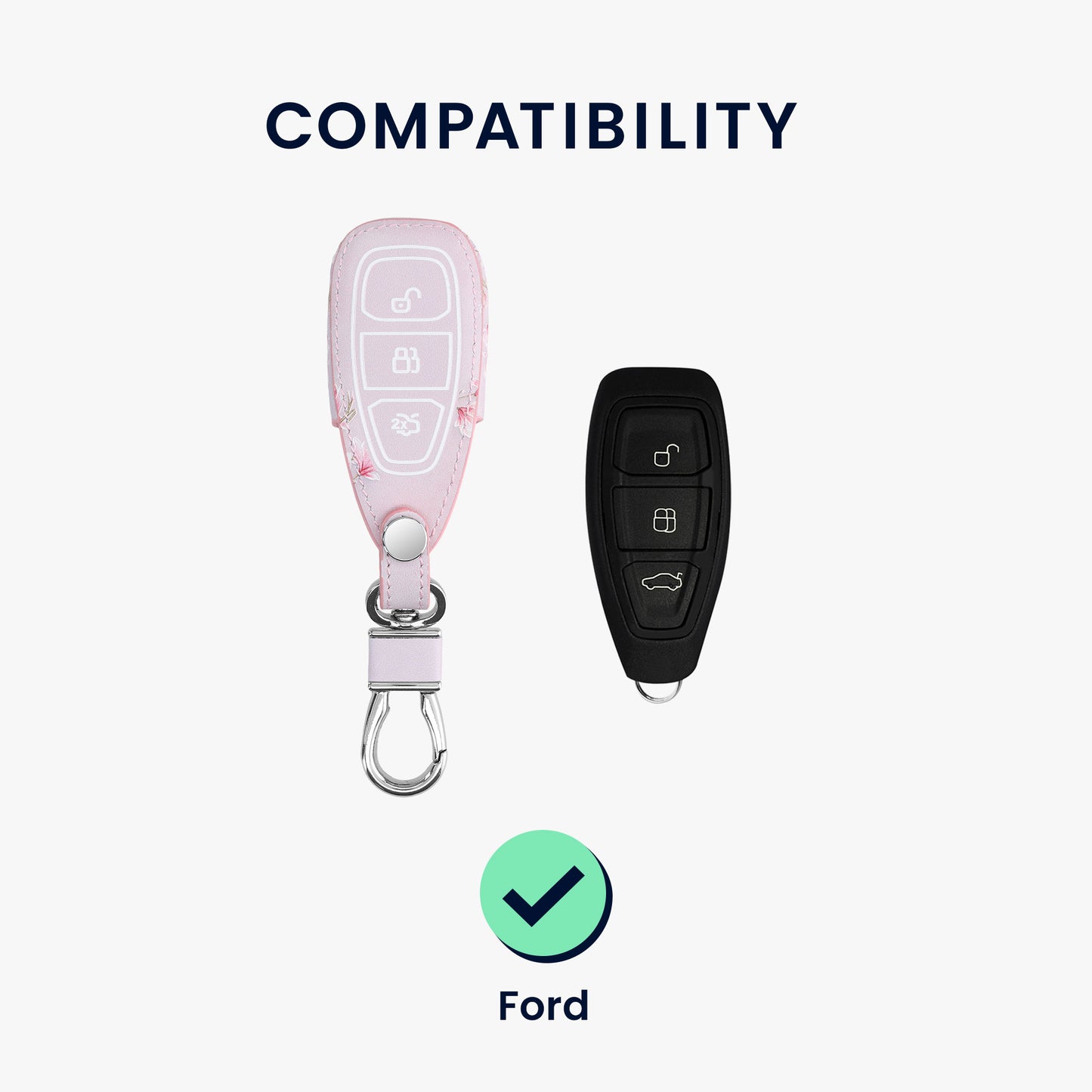 kwmobile Car Key Cover compatible with Ford 3-Button Car Key Keyless Go - Protective Case Key Fob Cover Don't touch my Key