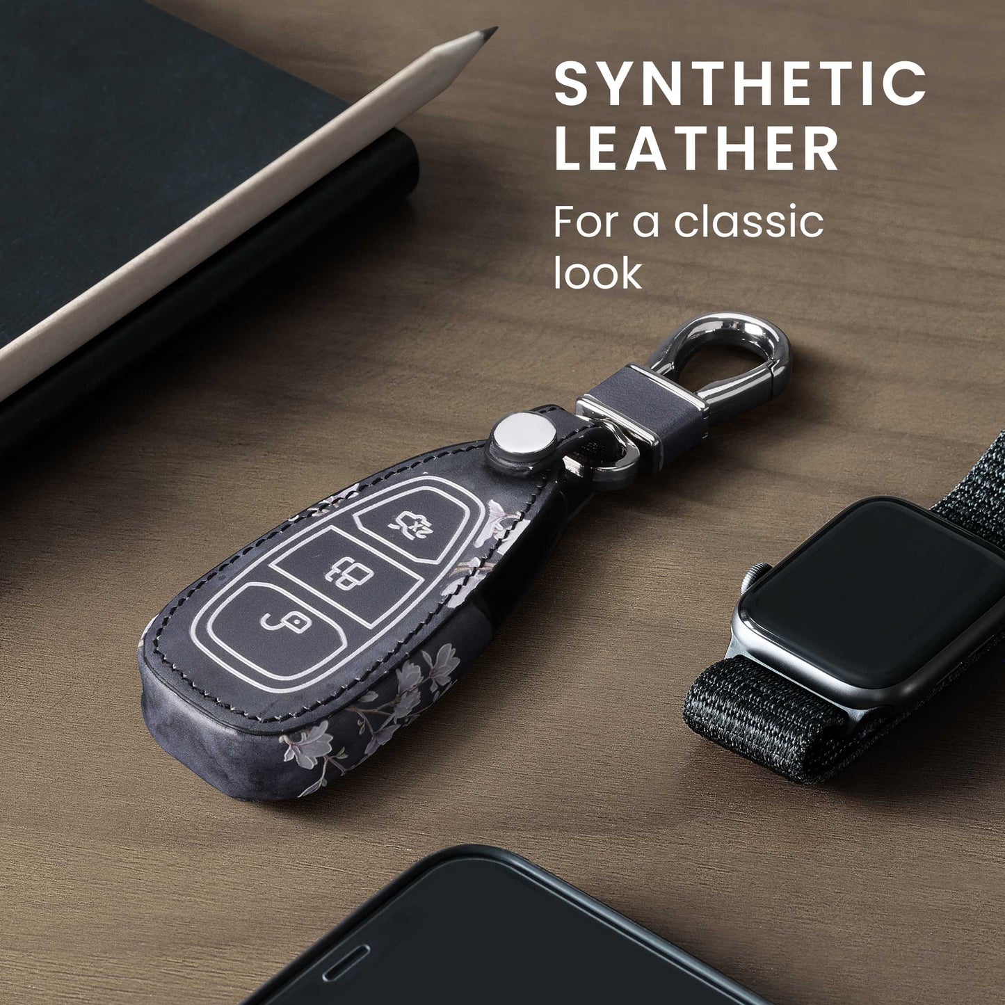 kwmobile Car Key Cover compatible with Ford 3-Button Car Key Keyless Go - Protective Case Key Fob Cover Don't touch my Key