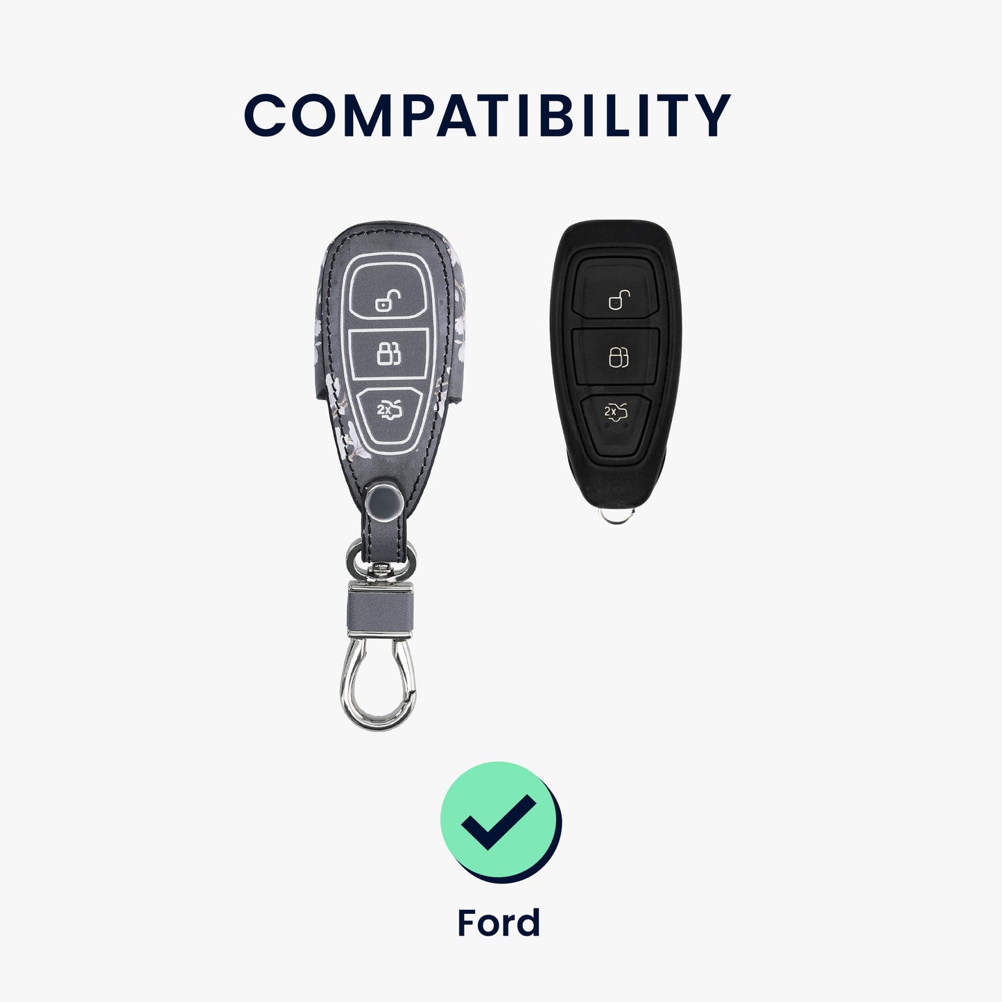 kwmobile Car Key Cover compatible with Ford 3-Button Car Key Keyless Go - Protective Case Key Fob Cover Don't touch my Key
