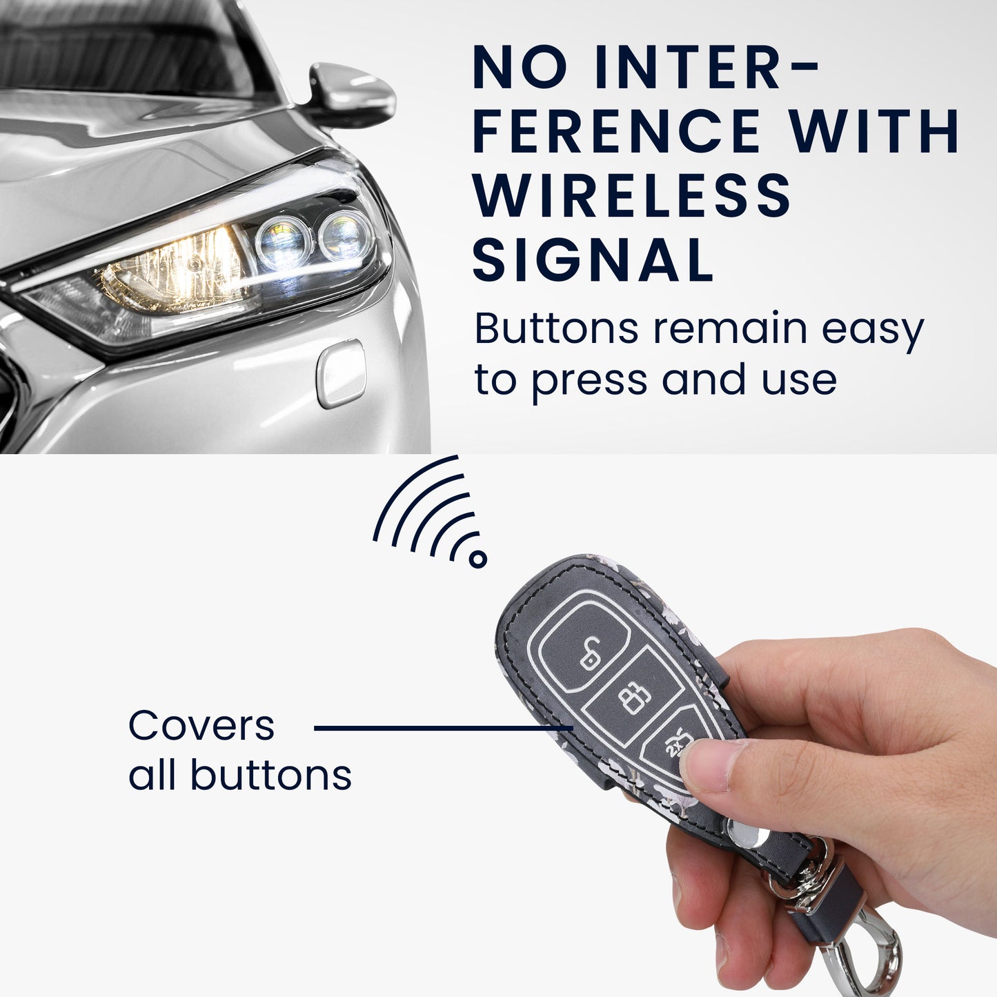 kwmobile Car Key Cover compatible with Ford 3-Button Car Key Keyless Go - Protective Case Key Fob Cover Don't touch my Key