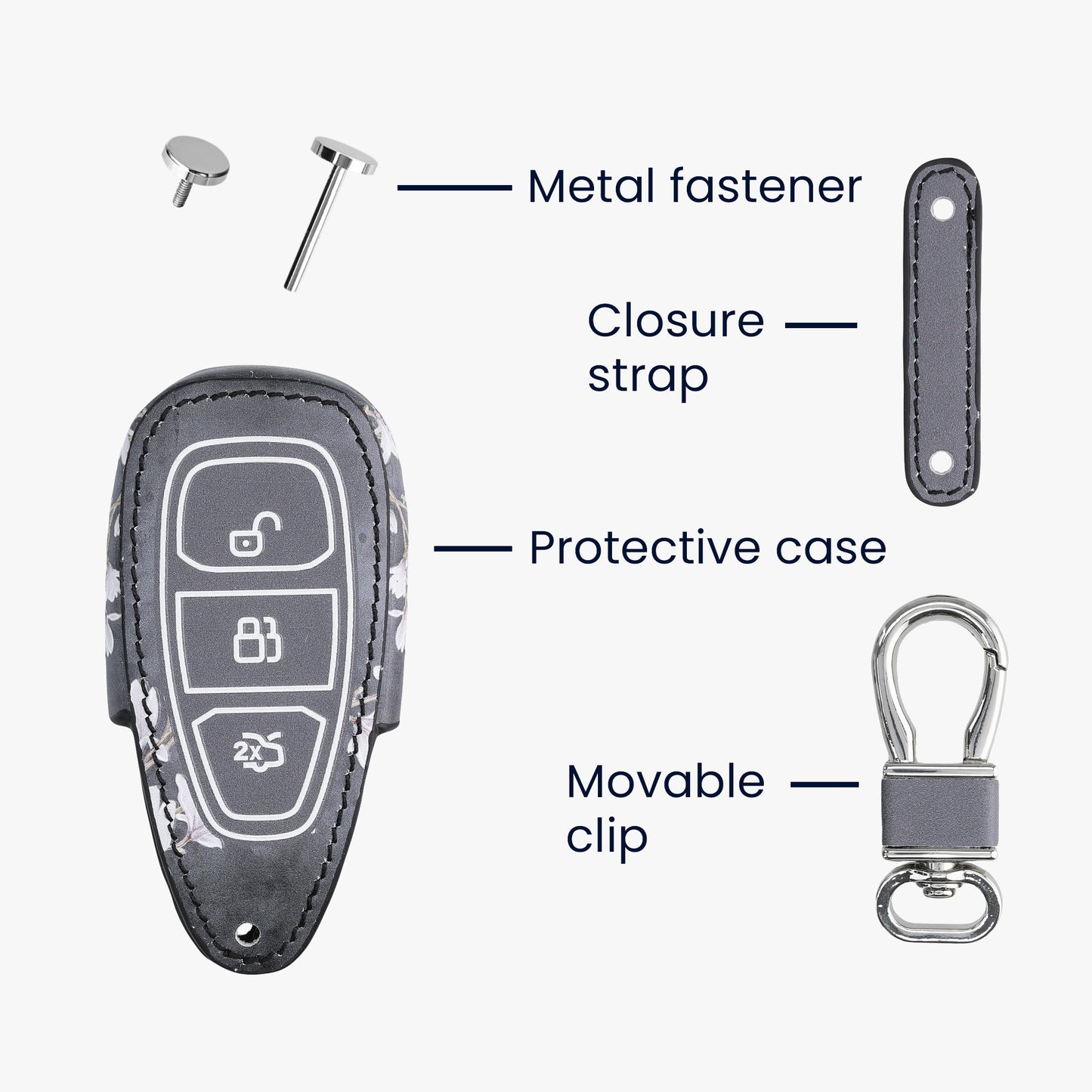 kwmobile Car Key Cover compatible with Ford 3-Button Car Key Keyless Go - Protective Case Key Fob Cover Don't touch my Key