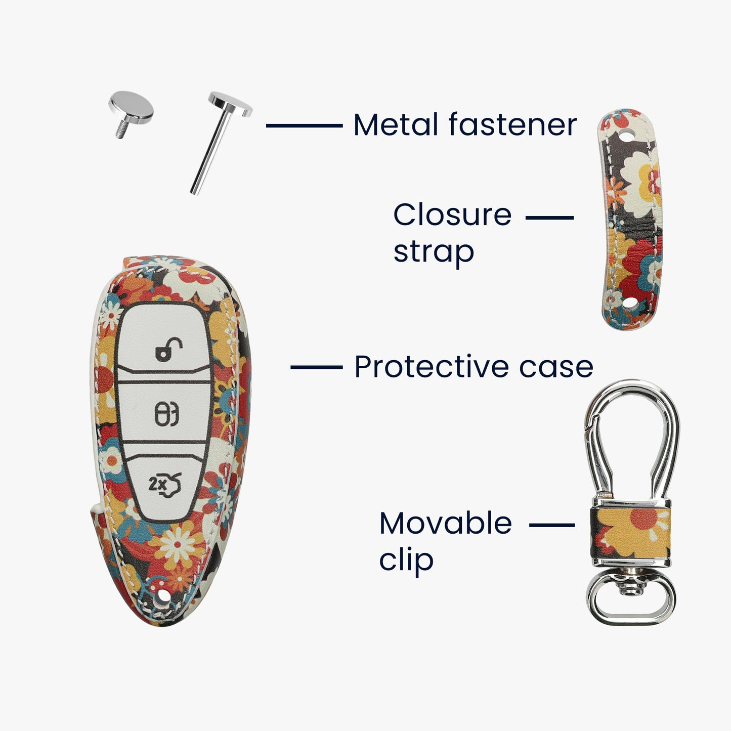 kwmobile Car Key Cover compatible with Ford 3-Button Car Key Keyless Go - Protective Case Key Fob Cover Don't touch my Key