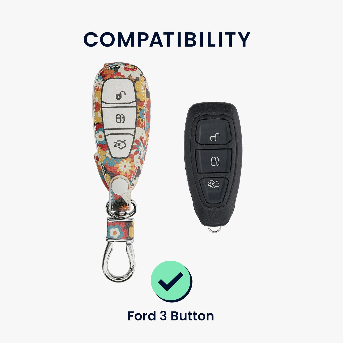 kwmobile Car Key Cover compatible with Ford 3-Button Car Key Keyless Go - Protective Case Key Fob Cover Don't touch my Key
