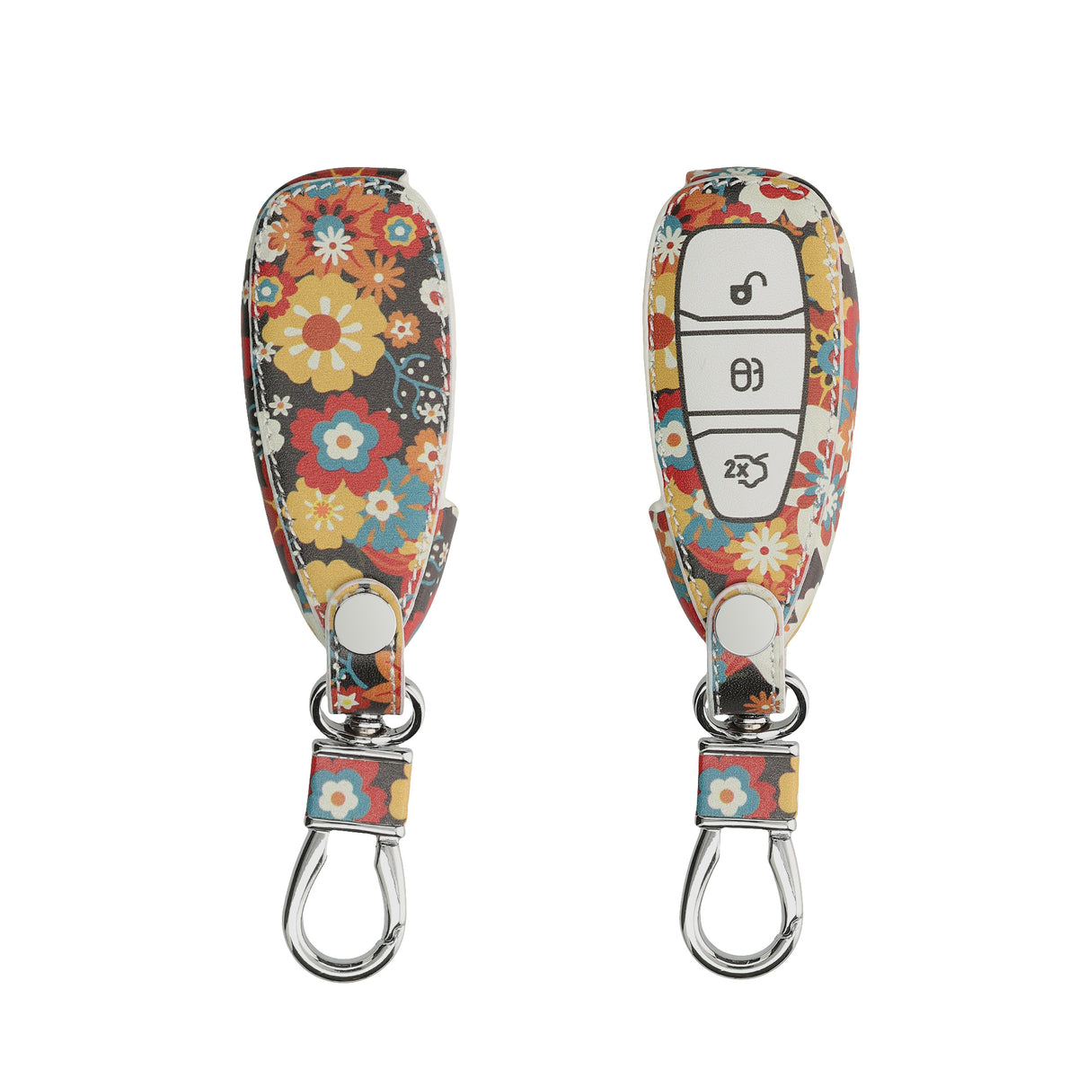 Ford 3-Button Keyless Go Faux Leather Car Key Cover Don't Touch My Key
