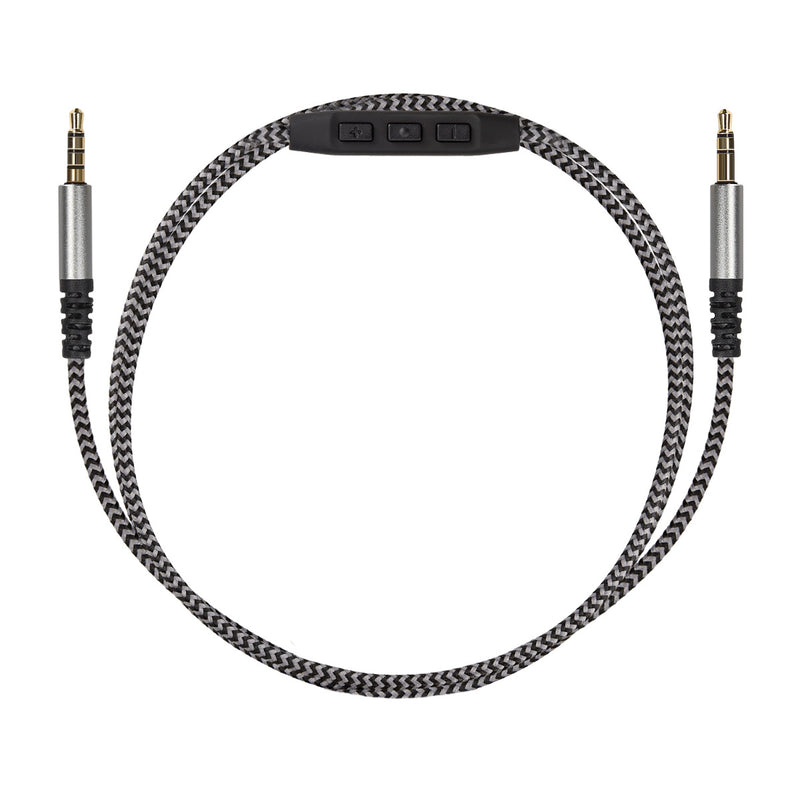 kwmobile Kopfhörerkabel für Over-Ear-Kopfhörer - Ersatz Kabel 150 cm Mikrofon Lautstärkeregler - 3.5mm Klinke Dunkelgrau  