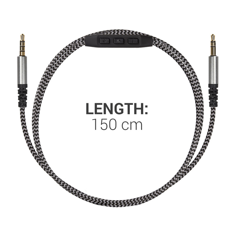 kwmobile Kopfhörerkabel für Over-Ear-Kopfhörer - Ersatz Kabel 150 cm Mikrofon Lautstärkeregler - 3.5mm Klinke