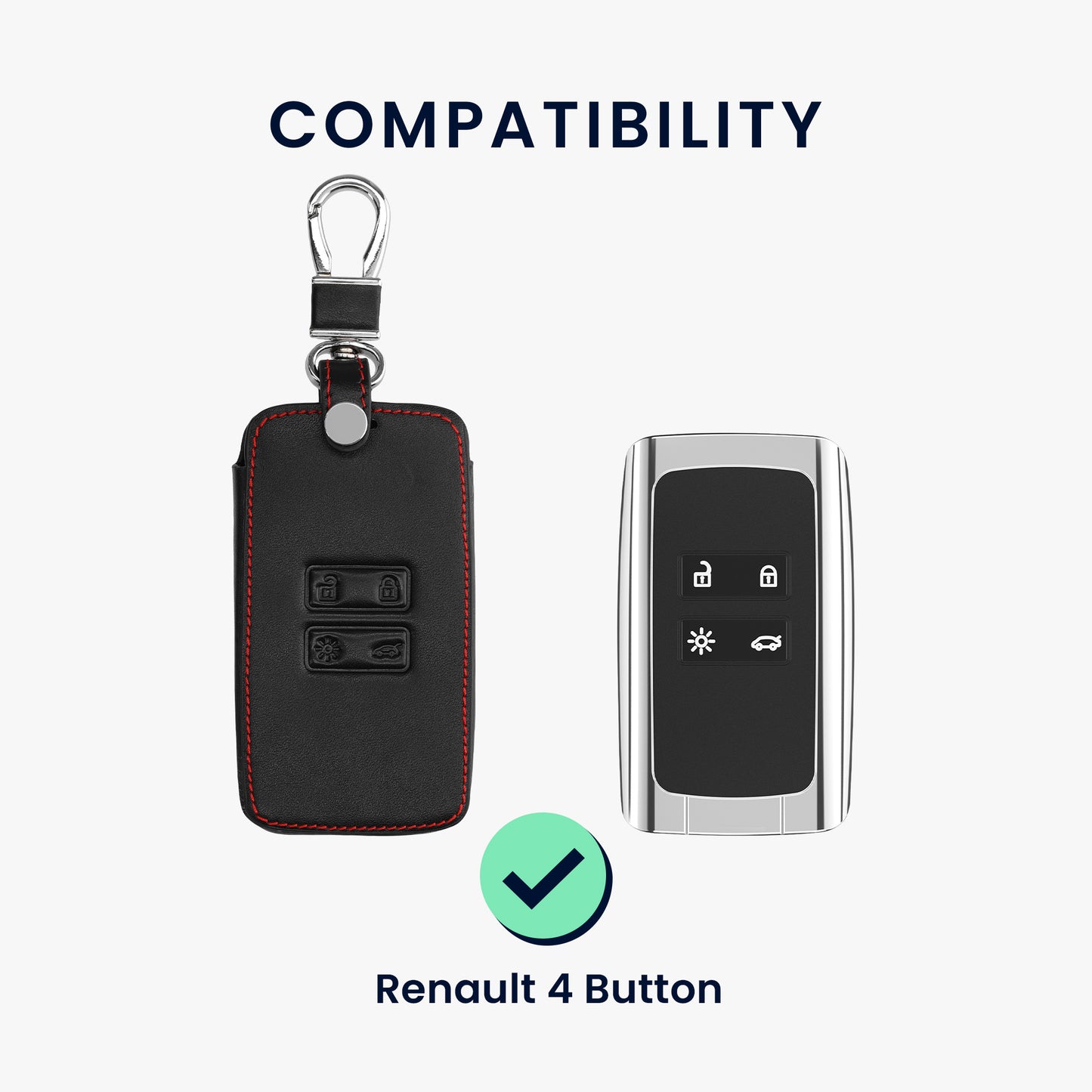 kwmobile Car Key Cover compatible with Renault 4-button Smart Key (Keyless Go only)