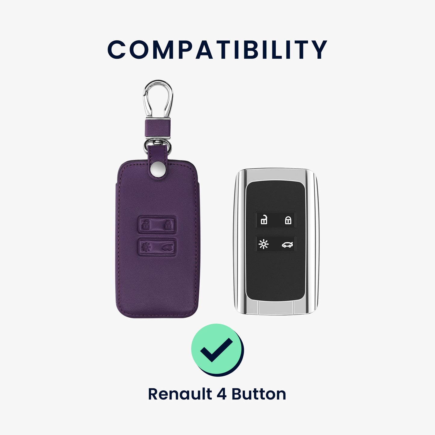 kwmobile Car Key Cover compatible with Renault 4-button Smart Key (Keyless Go only)