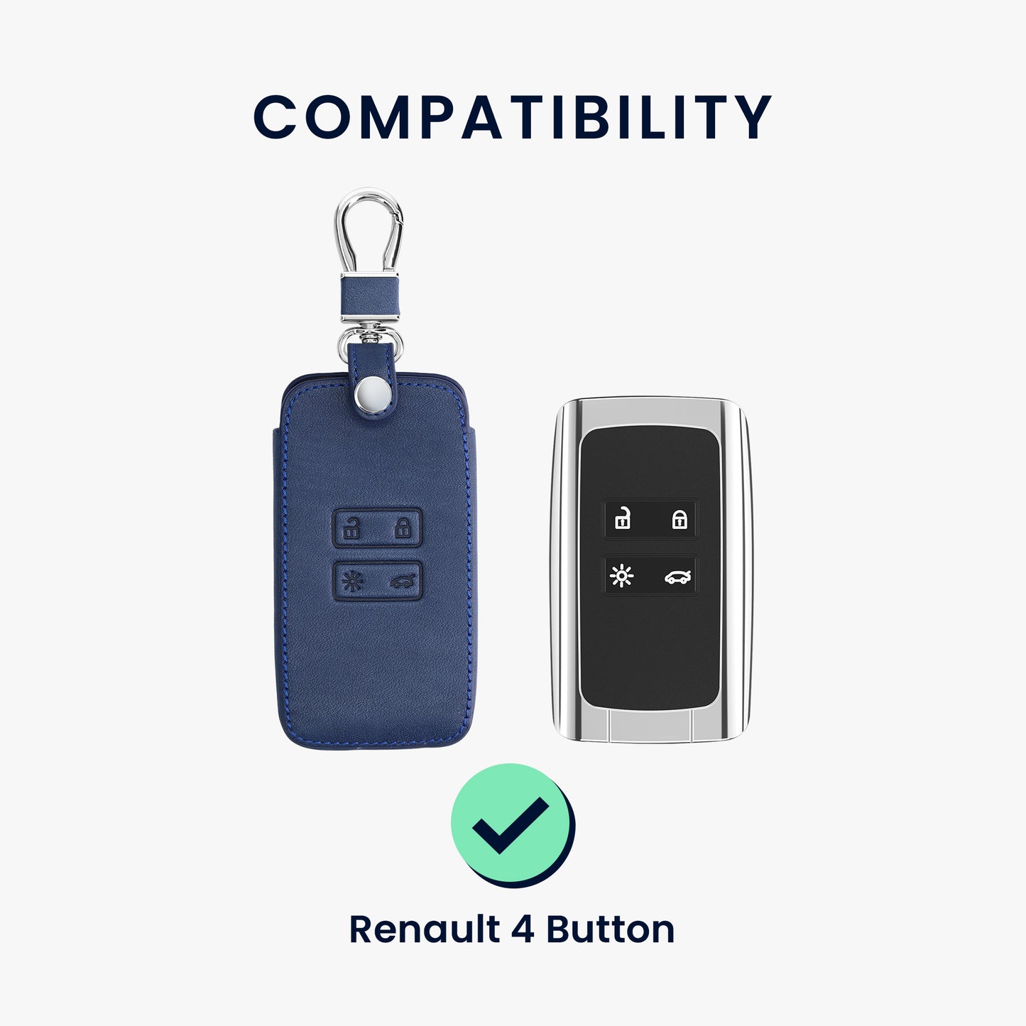 kwmobile Car Key Cover compatible with Renault 4-button Smart Key (Keyless Go only)